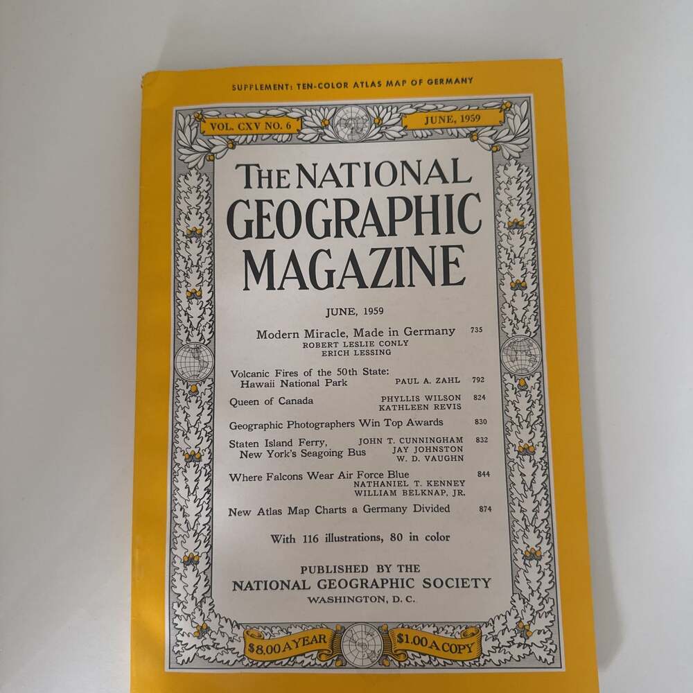 VINTAGE NATIONAL GEOGRAPHIC June 1959 HAWAII VOLCANO Canada STATEN ISLAND FERRY